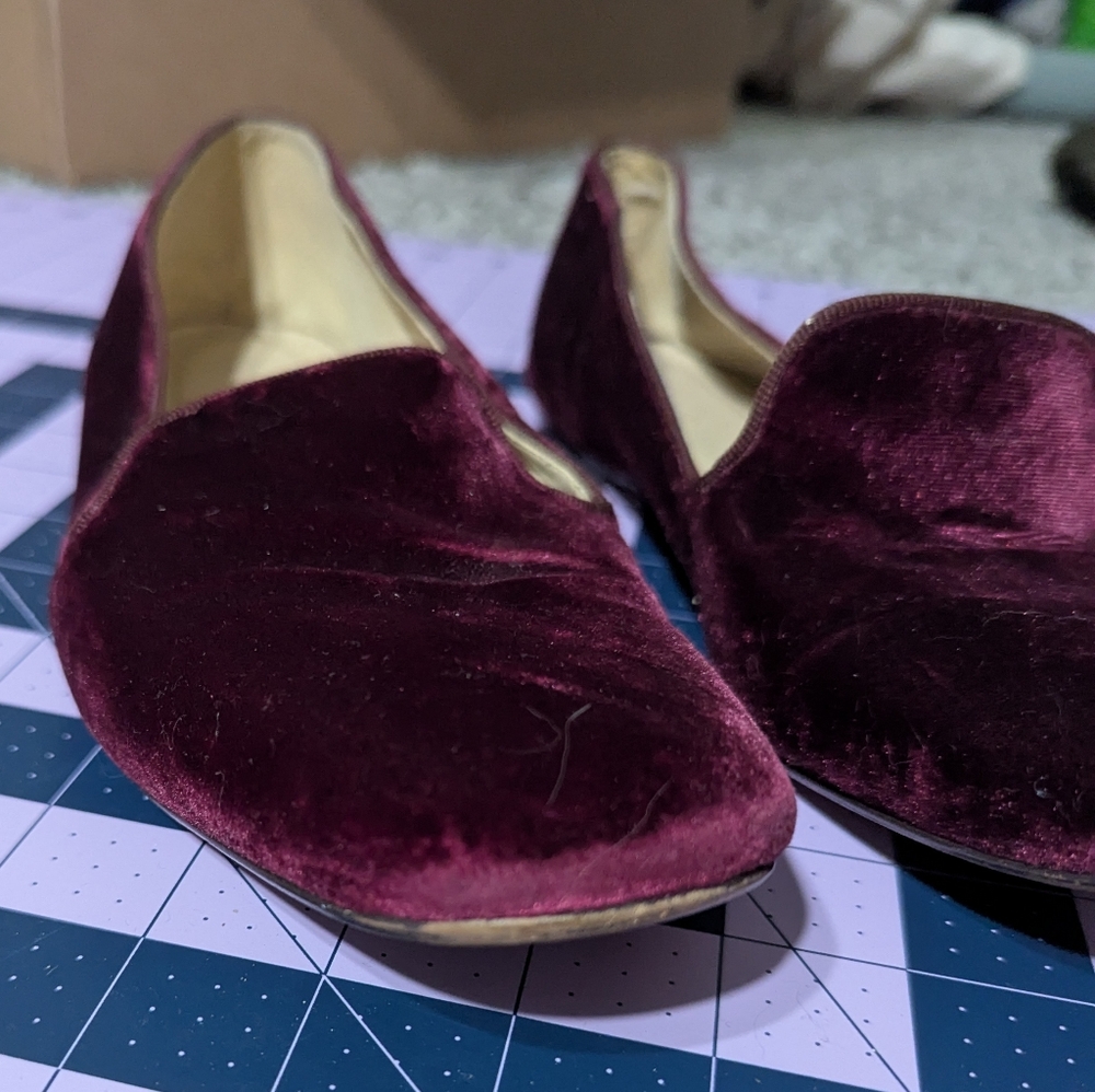 J.Crew Velvet Loafers in Burgundy - Picture 3 of 3